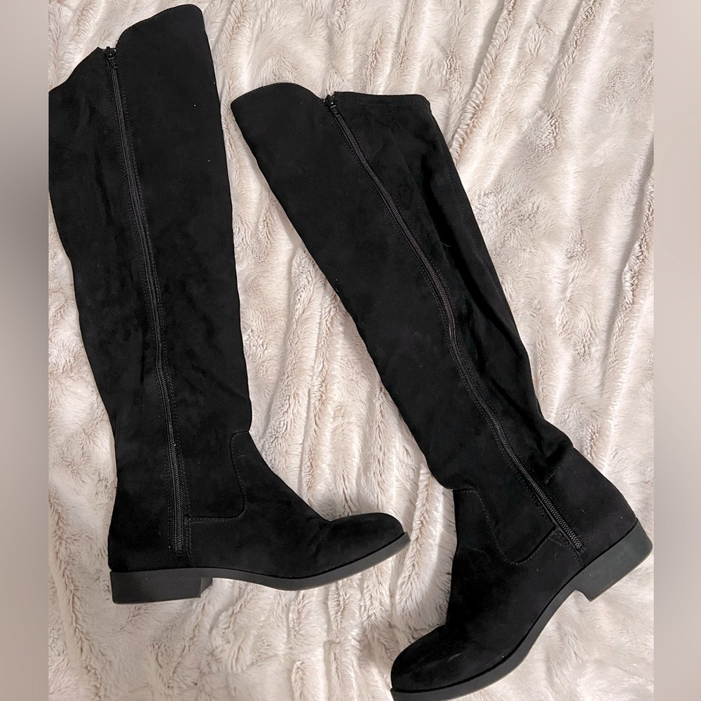 Knee high zip up boots